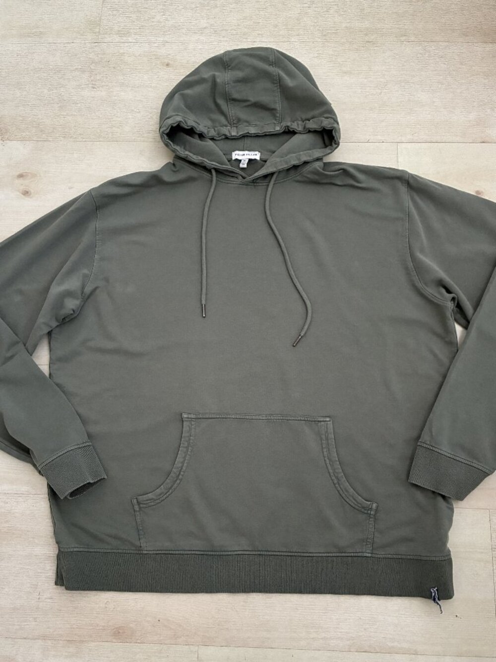 Peter Millar Men's Lava Wash Pullover Hoodie Size XL Fatigue Green Cotton Modal